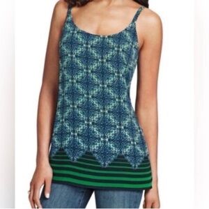 CAbi 💚💙Border Stripe Lined Cami Tank top, Women's size XS 100% Polyester